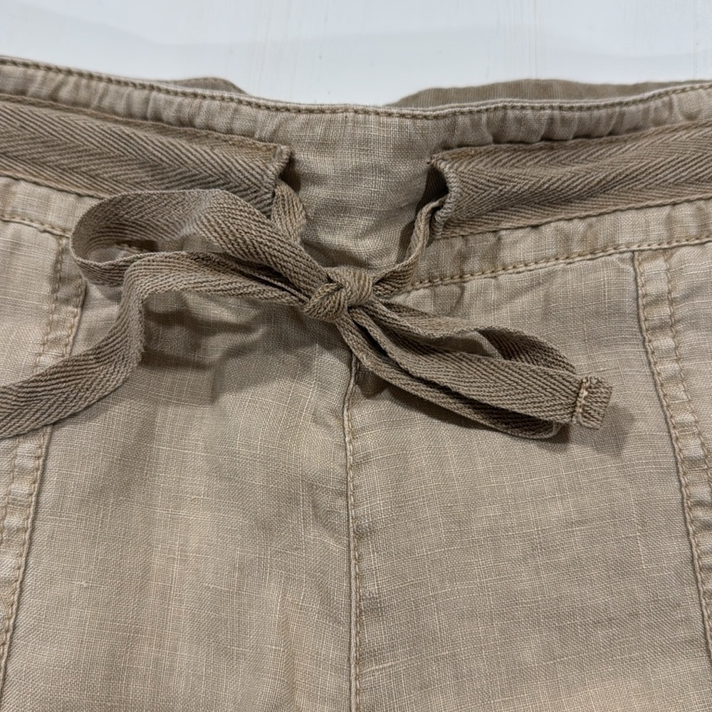 Michael Stars 100% Linen Drawstring Shorts Tan Beige Relaxed Fit Size Small - Picture 3 of 10